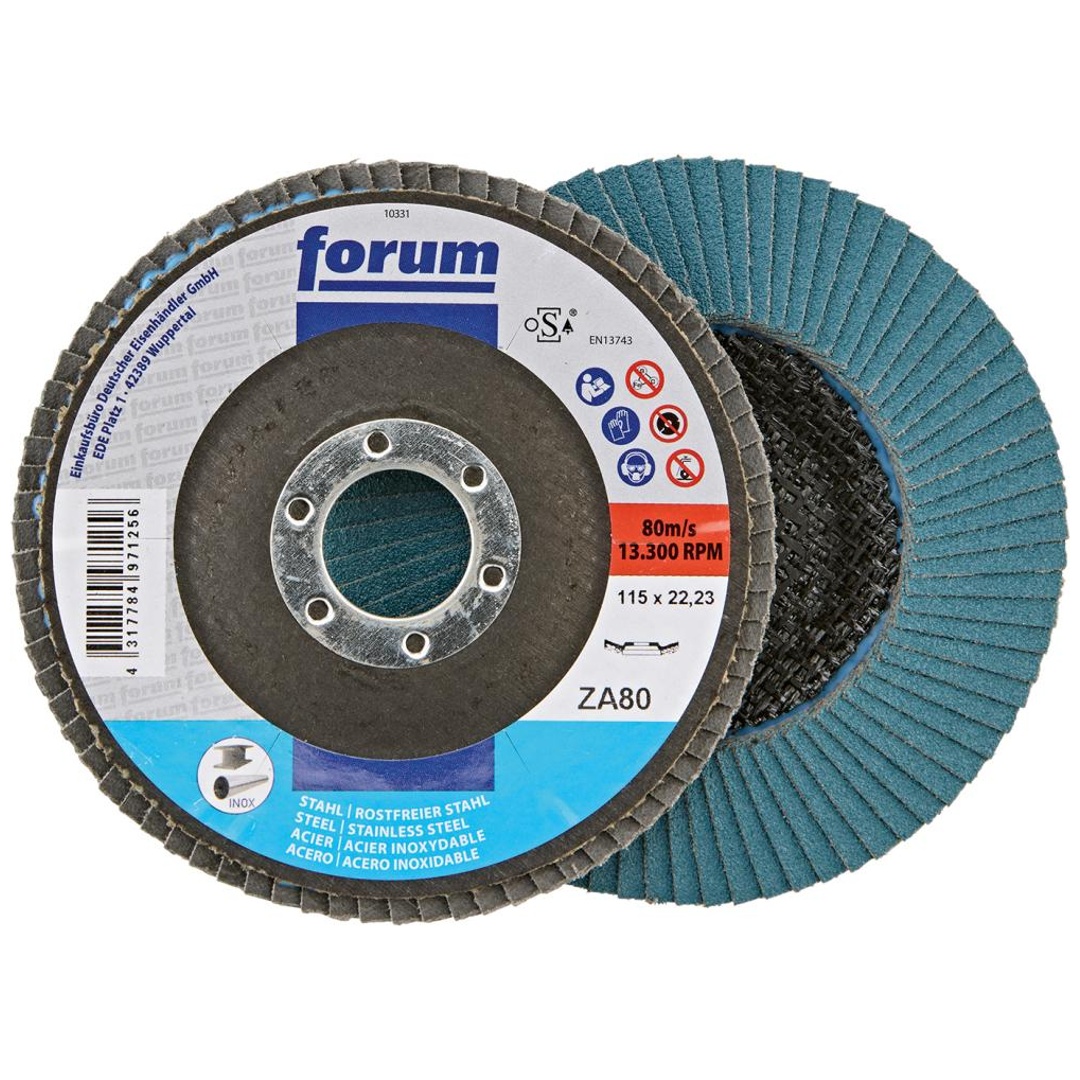 Forum Fächerschleifscheibe 115 mm, Zirkonkorund, gewölbt, ZK 80