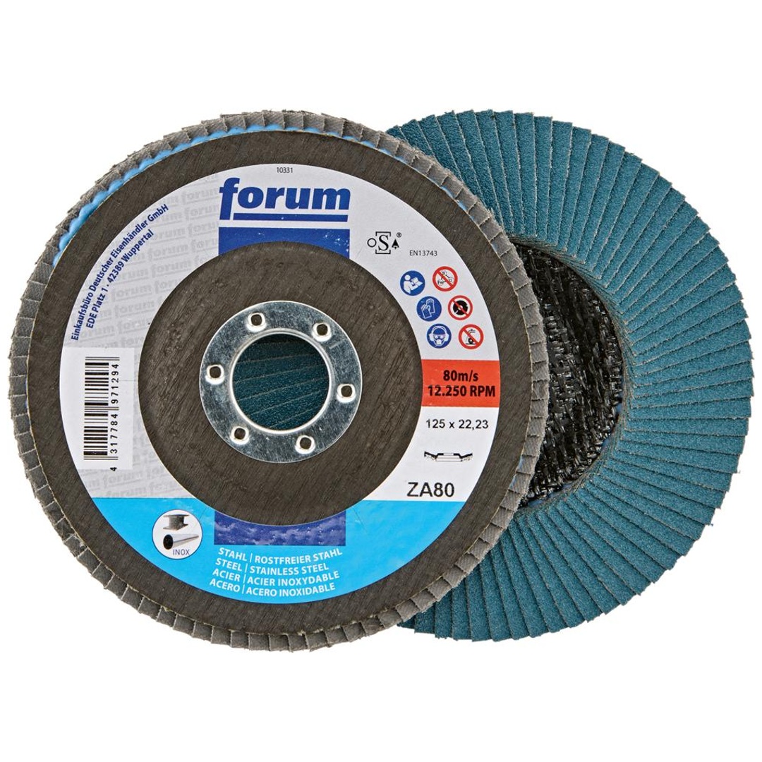 Forum Fächerschleifscheibe 125 mm, Zirkonkorund, gewölbt, ZK 80