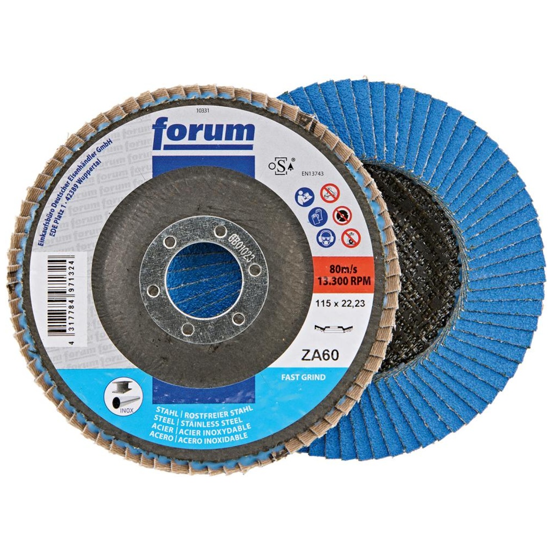 Forum Fächerschleifscheibe 115 mm, Zirkonkorund besonders zäh, gewölbt, ZK 60