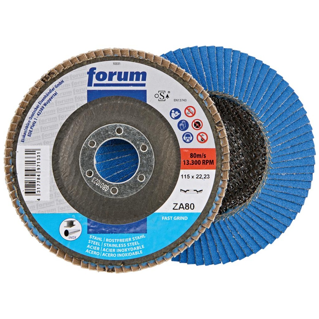 Forum Fächerschleifscheibe 115 mm, Zirkonkorund besonders zäh, gewölbt, ZK 80