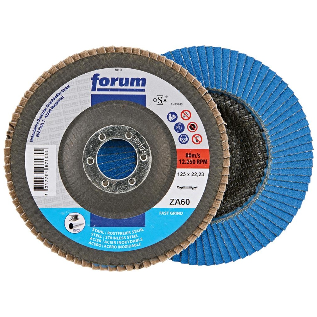Forum Fächerschleifscheibe 125 mm, Zirkonkorund besonders zäh, gewölbt, ZK 60