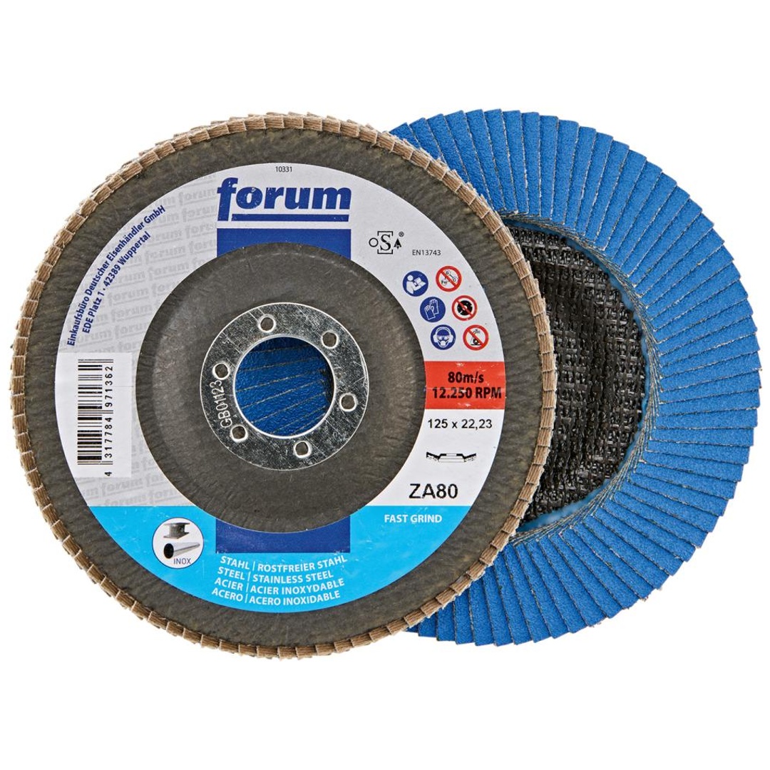 Forum Fächerschleifscheibe 125 mm, Zirkonkorund besonders zäh, gewölbt, ZK 80