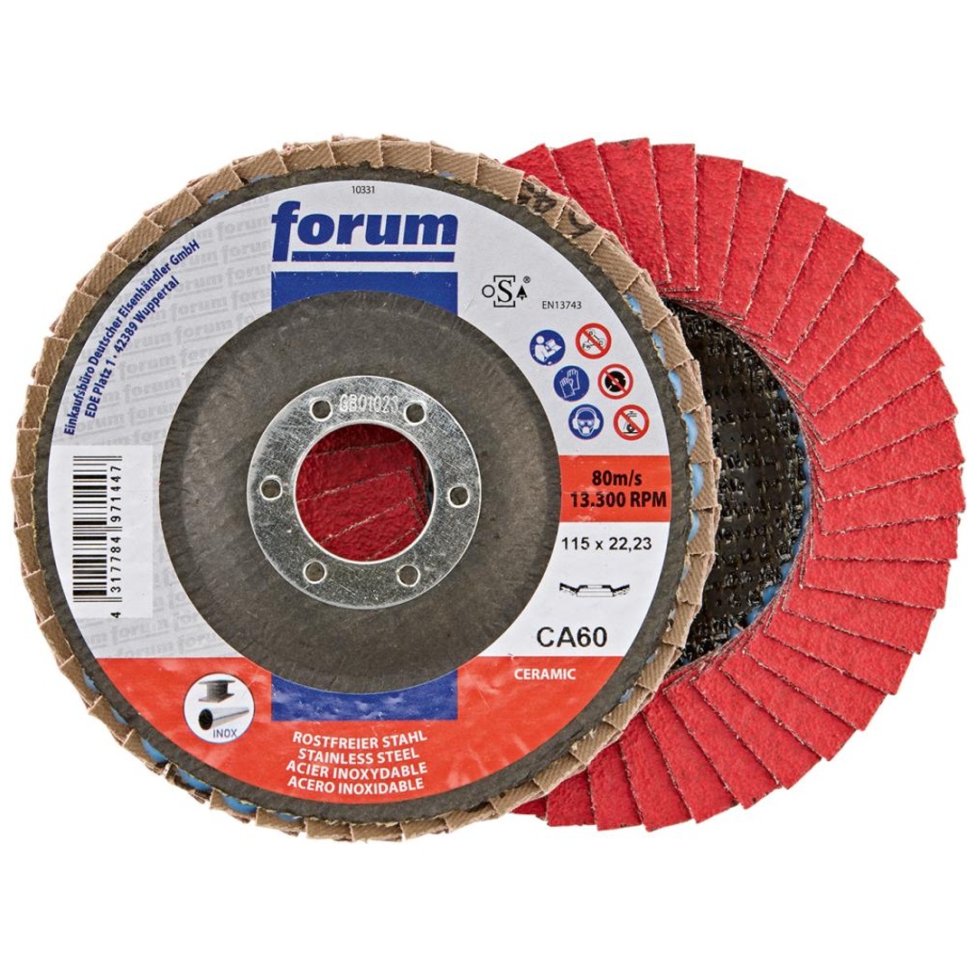 Forum Fächerschleifscheibe 115 mm, Keramikkorn, gewölbt, CA 60