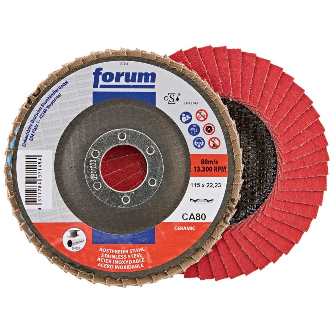 Forum Fächerschleifscheibe 115 mm, Keramikkorn, gewölbt, CA 80