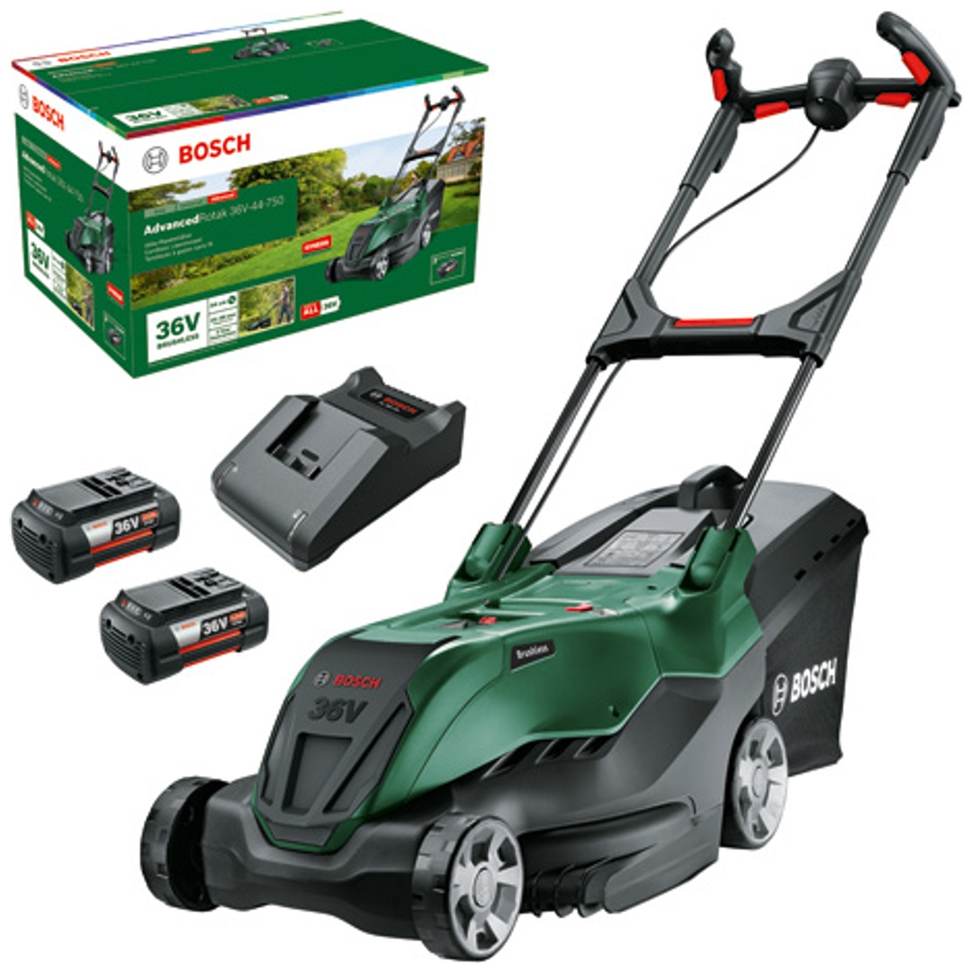 Bosch Akku-Rasenmäher AdvancedRotak 36V-44-750, incl. 2x Akku 4 Ah, Ladegerät, Karton