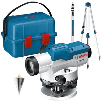 Bosch Optisches Nivelliergerät GOL 20 D mit Baustativ BT 160, Messstab GR 500