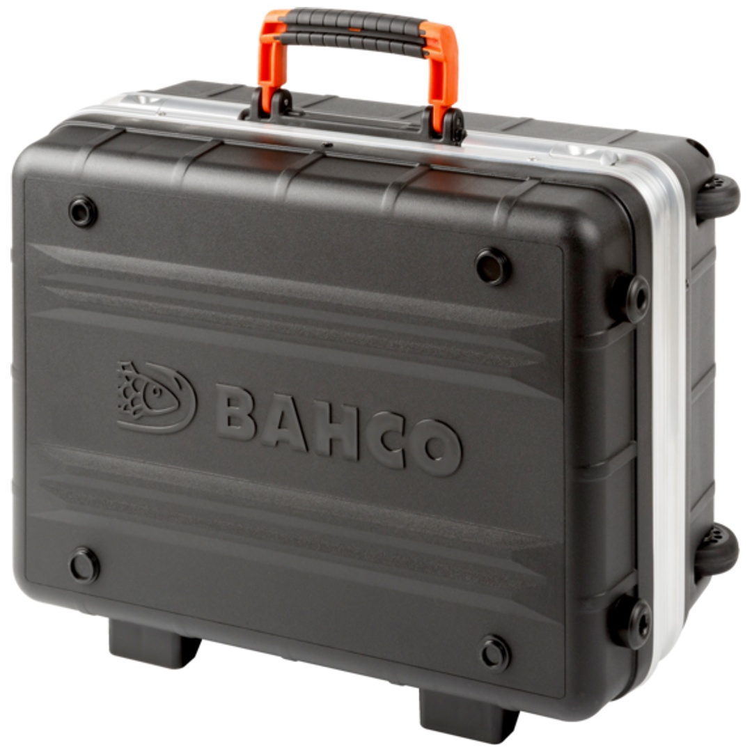 Bahco Hartschalenkoffer 42 L mit Rädern und Teleskopgriff, Werkzeugtafeln mit elastischen Taschen, 465 mm x 215 mm x 352 mm