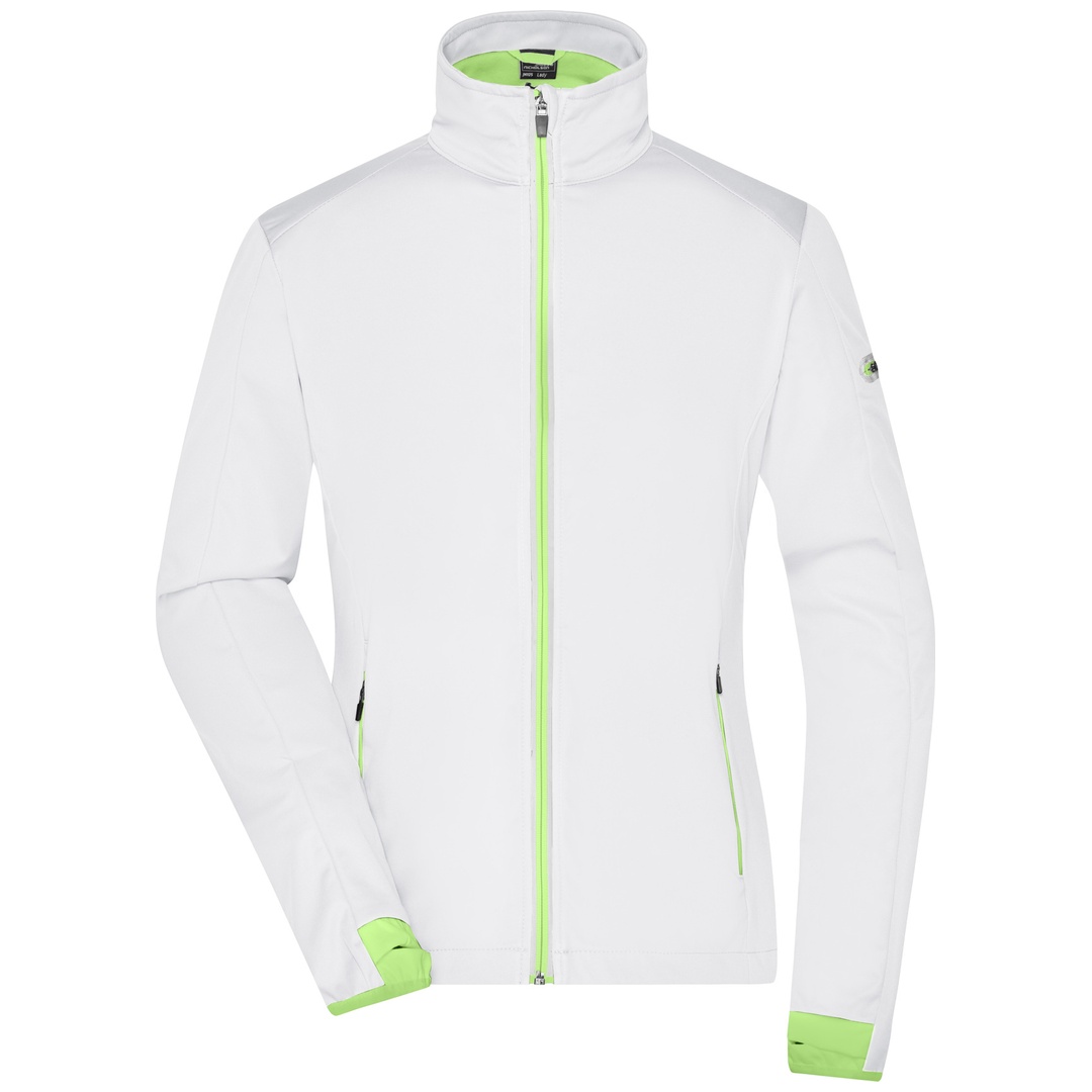 James & Nicholson Damen Softshell-Jacke JN1125 Gr. S white/bright-green