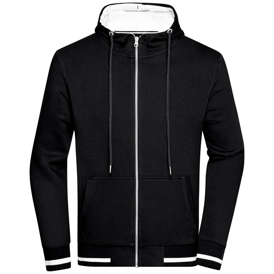 James & Nicholson Herren Sweat-Jacke mit Kapuze JN776 Gr. 3XL black/white