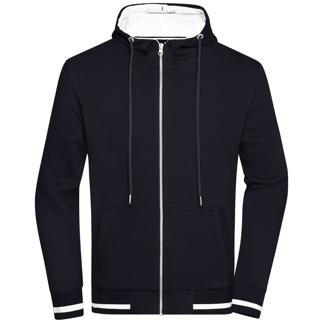 James & Nicholson Herren Sweat-Jacke mit Kapuze JN776 Gr. 3XL navy/white