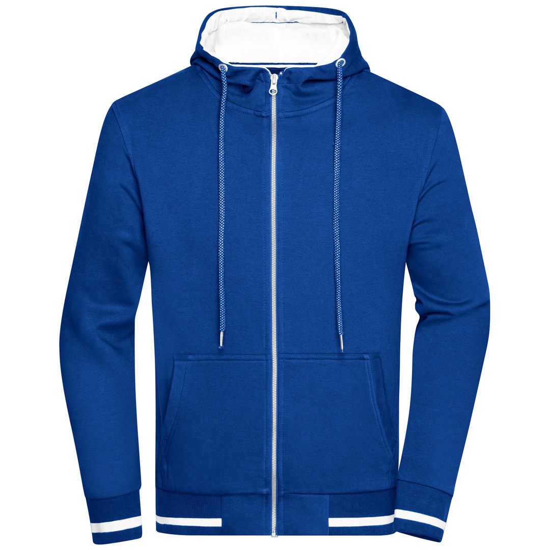 James & Nicholson Herren Sweat-Jacke mit Kapuze JN776 Gr. L royal/white