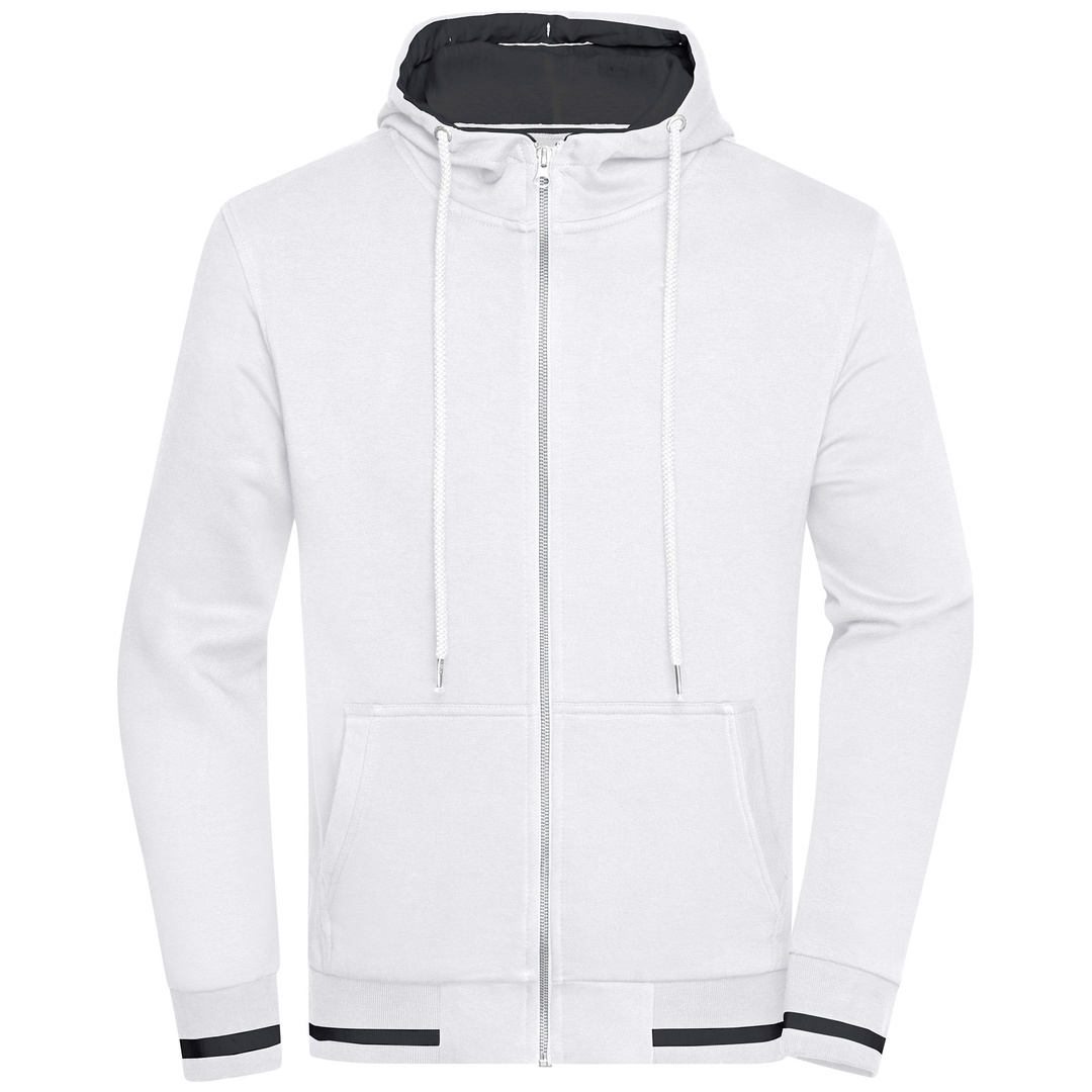 James & Nicholson Herren Sweat-Jacke mit Kapuze JN776 Gr. S white/navy