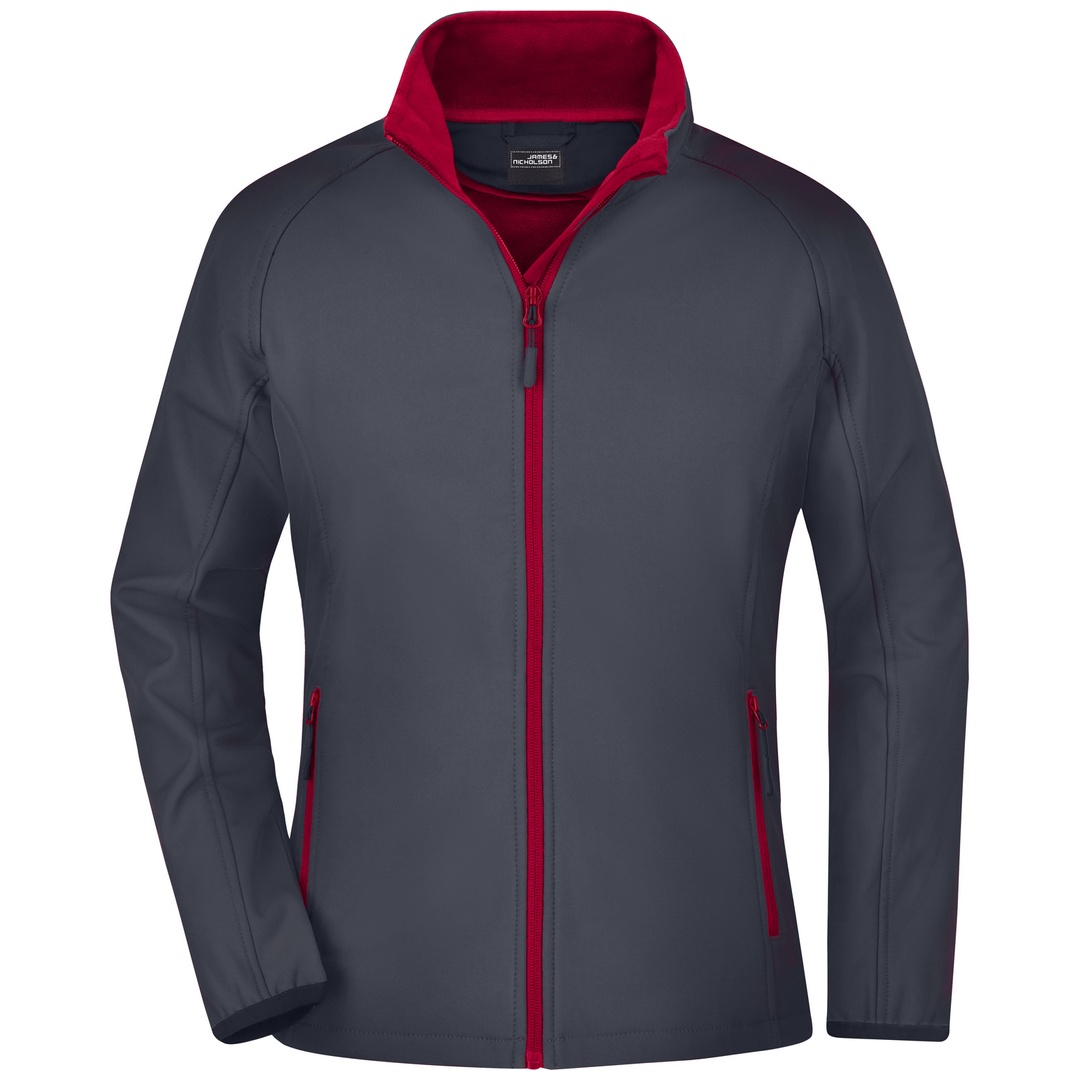 James & Nicholson Softshell Jacke für Damen JN1129 Gr. XXL iron-grey/red