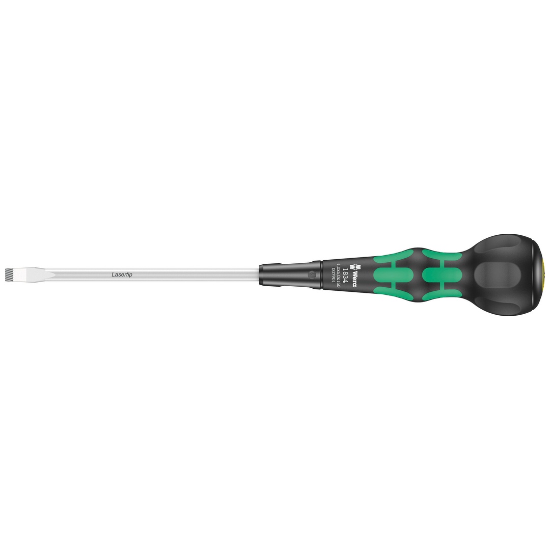 Wera 1834 Kraftform Ball-Grip Schlitz-Schraubendreher - Werkstattklinge, 1 x 6 x 150 mm