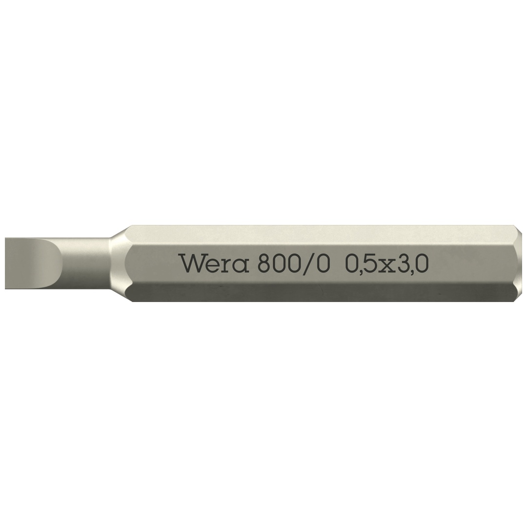Wera 800/0 Micro Bits für Schlitzschrauben, 0,50 x 3 x 30 mm