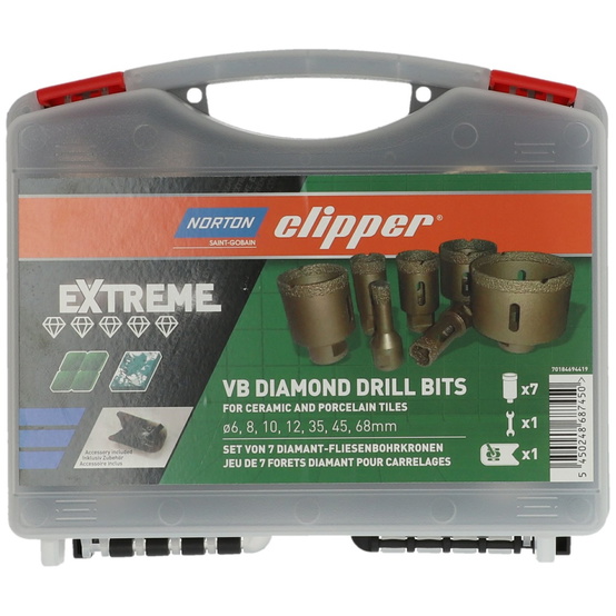 Norton Clipper Fliesenbohrkoffer f&uuml;r Wks.6,8,10,12,35,45,68 mm