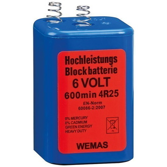 Blockbatterie 6V/7Ah Zink/Kohle 4R25 für Warnleuchten