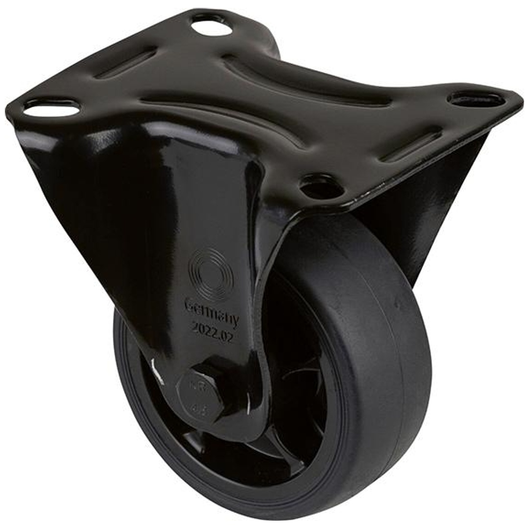 BS Rollen BS Transportrolle L810, Bockrolle Rad-Ø 80mm,B 32mm,100kg mit Anschraubplatte Schwarz
