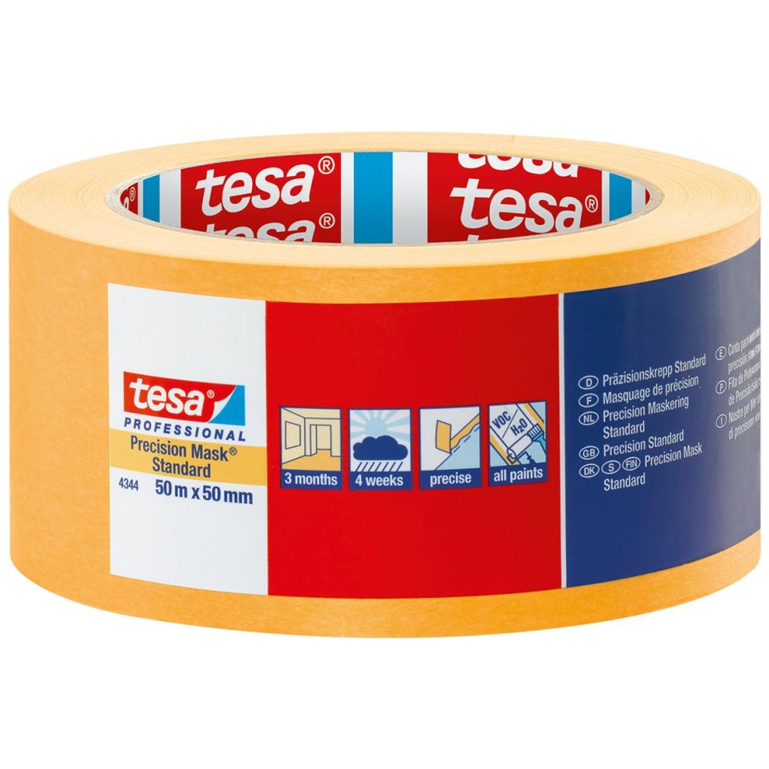 Tesa Präzisionskrepp 4344 Stand.glatt hellbeige L.50m B.50mm Rl.