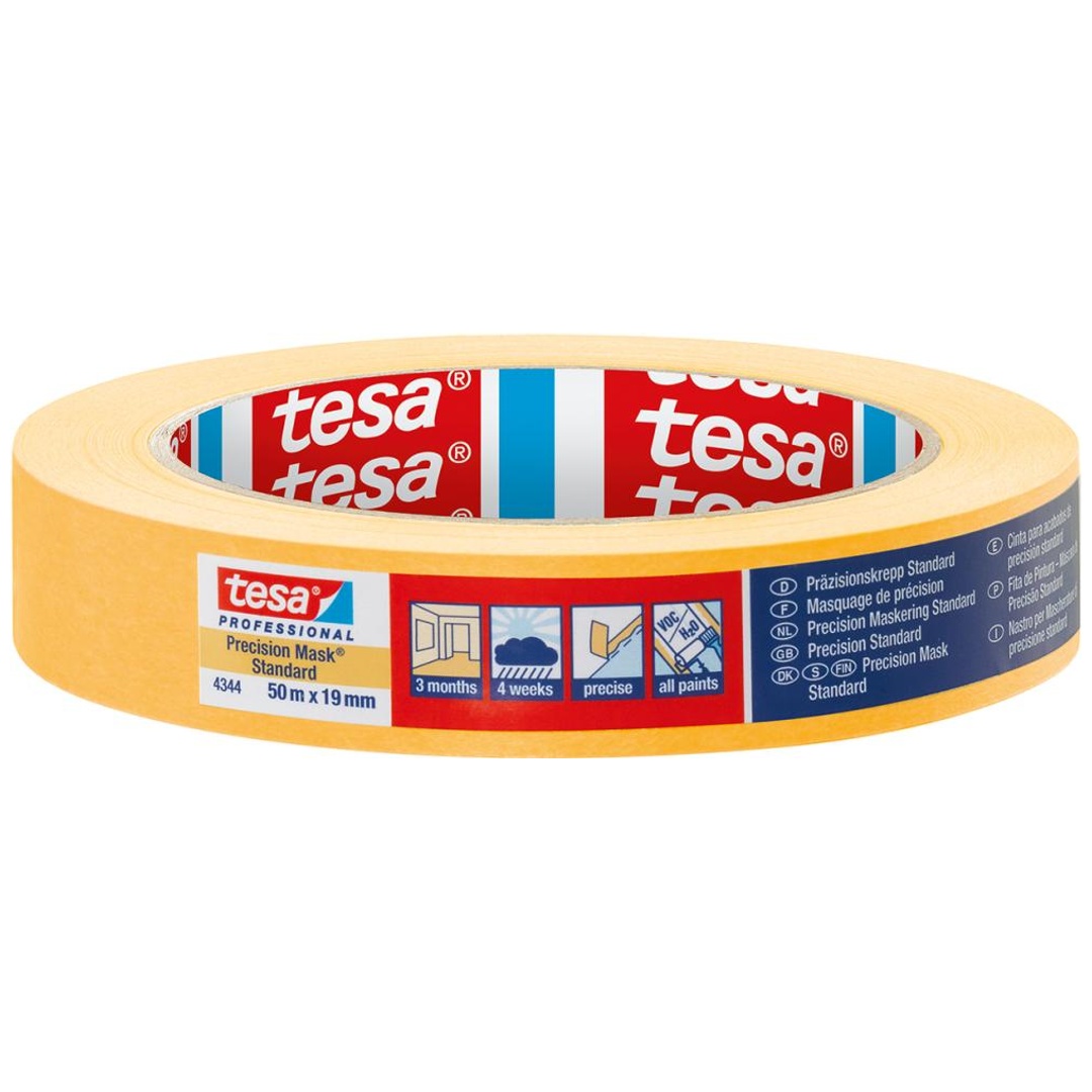 Tesa Präzisionskrepp 4344 Stand.glatt hellbeige L.50m B.19mm Rl.