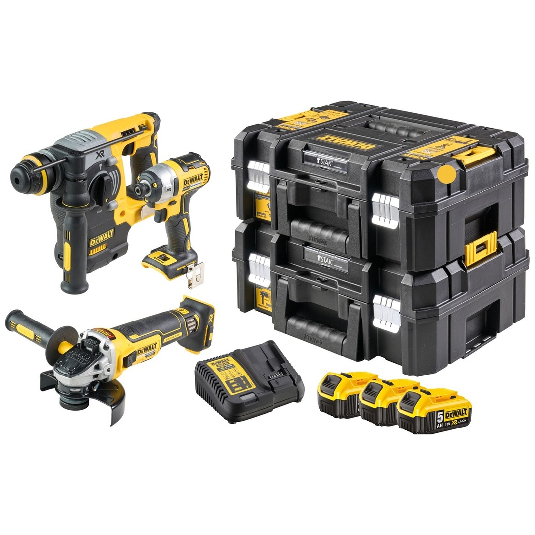 DeWalt Akku-Kombopack 18 V / 5 Ah (DCF 887, DCH 273, DCG 405, 3x DCB 184 und DCB 115)
