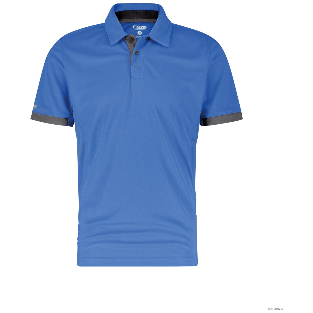 Dassy Poloshirt Traxion 710026 PES44 Gr. L azurblau/anthrazitgrau