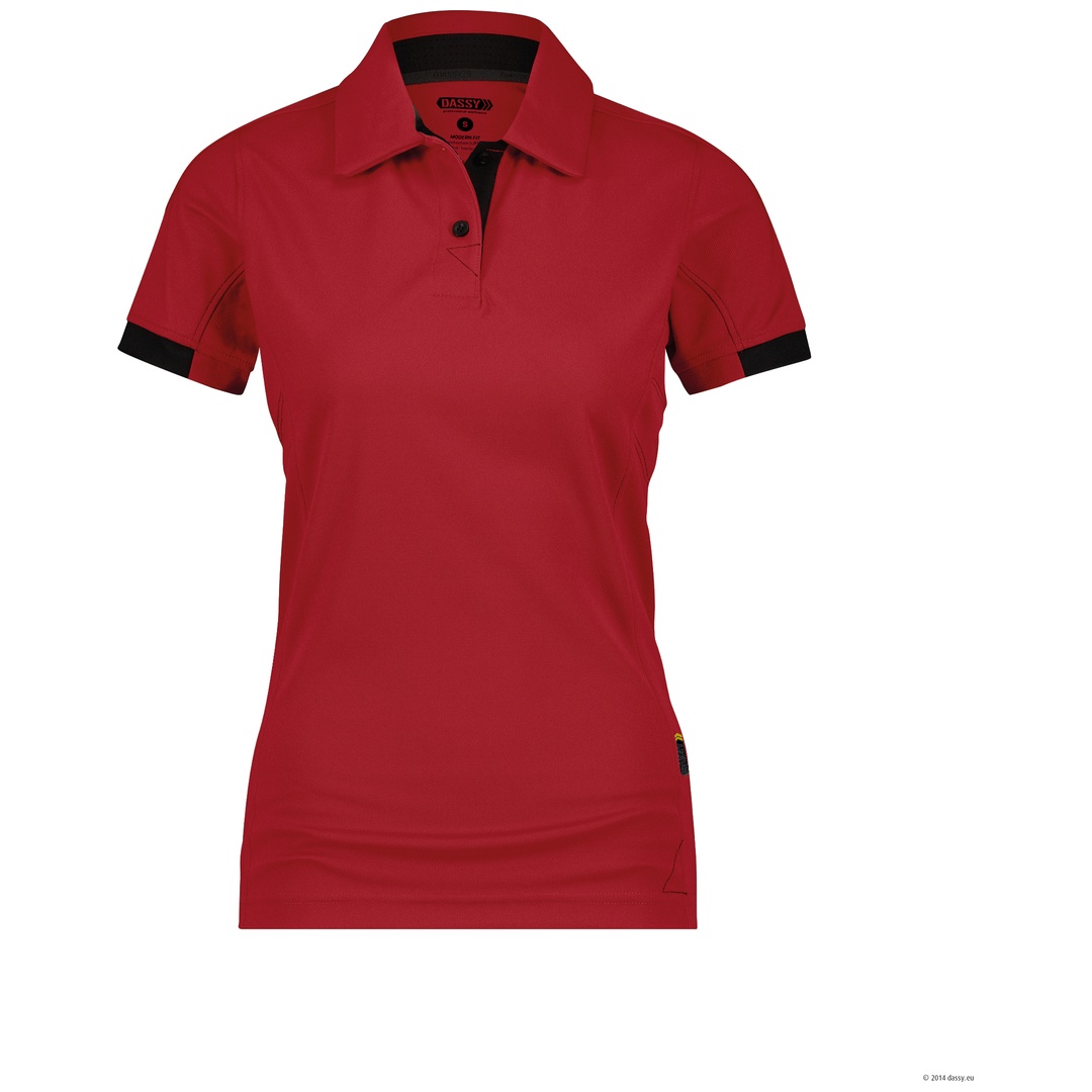 Dassy Poloshirt Traxion Women 710034 PES44 Gr. M rot/schwarz