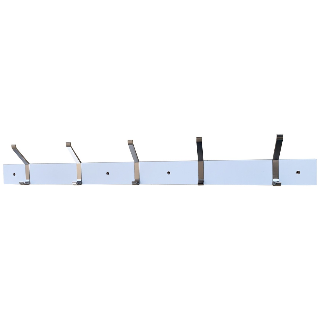 Lüllmann Garderobenleiste, MDF in weiß, 5 Haken Aluminium