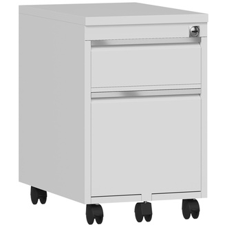 Lüllmann ClassiX Rollcontainer, Frontgriffleiste, 2 Schubladen, lichtgrau, 626x400x590mm