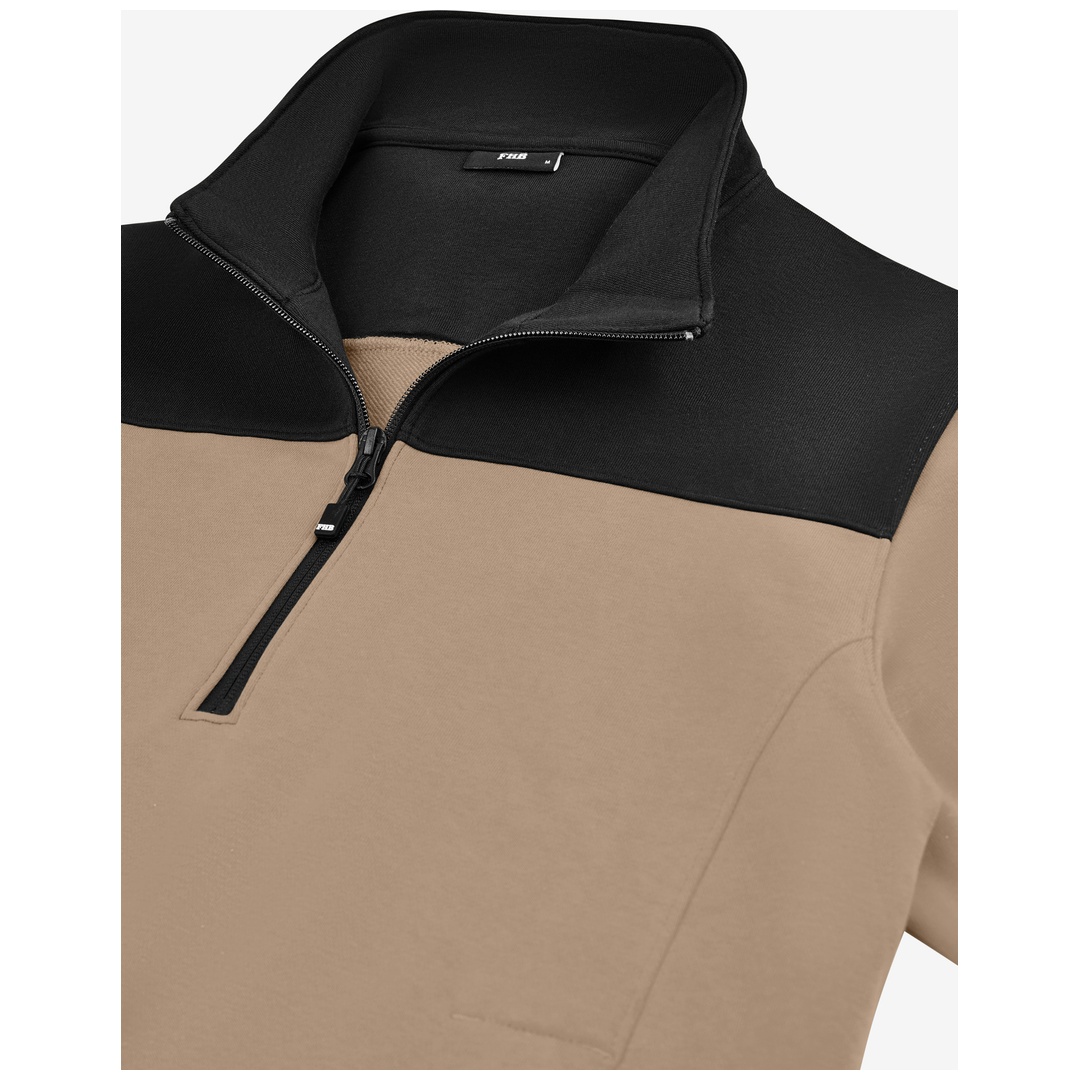 FHB ROB Zip-Sweatshirt, beige-schwarz, Gr. L