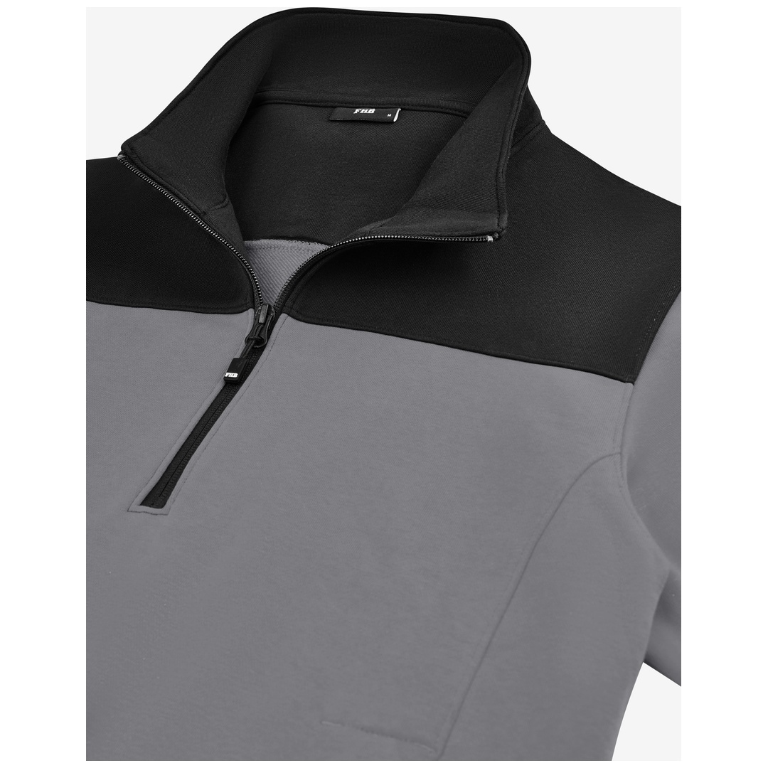 FHB ROB Zip-Sweatshirt, grau-schwarz, Gr. M
