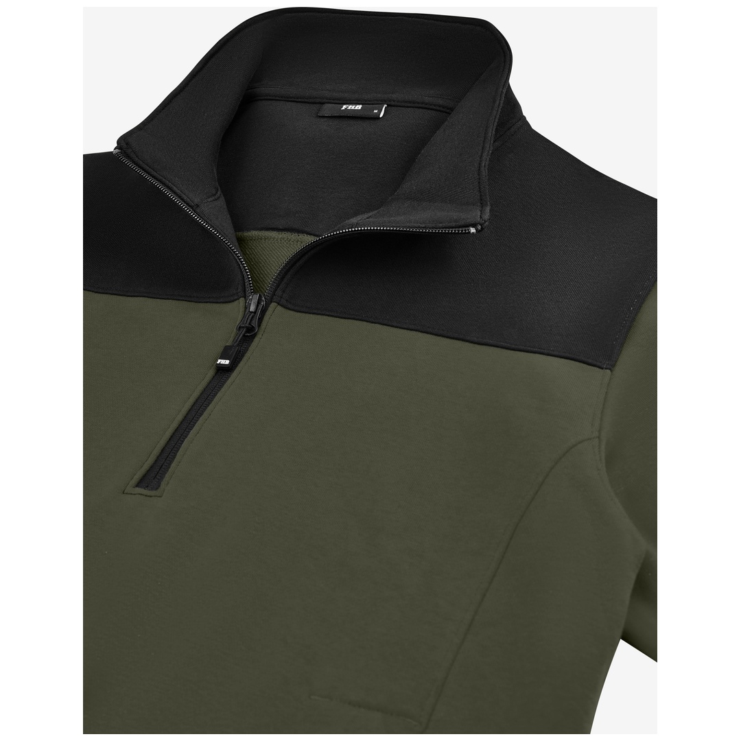 FHB ROB Zip-Sweatshirt, oliv-schwarz, Gr. 3XL