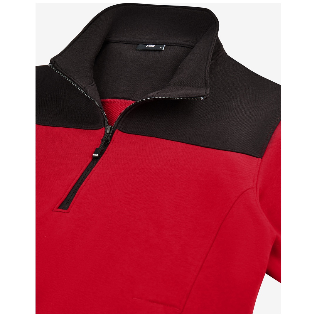 FHB ROB Zip-Sweatshirt, rot-schwarz, Gr. 2XL