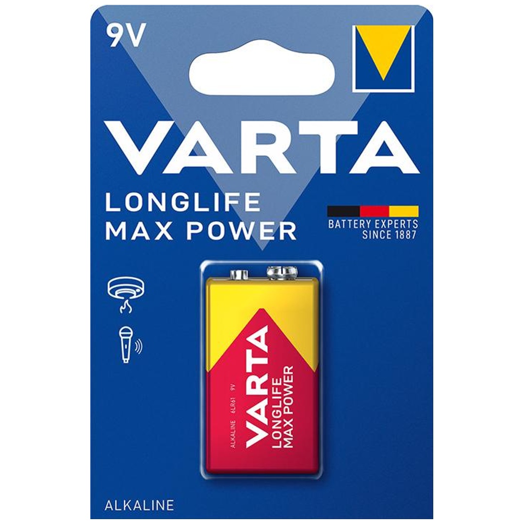 VARTA Batterie LONGLIFE MAX TECH 9V-Block Blister a 1 Stück
