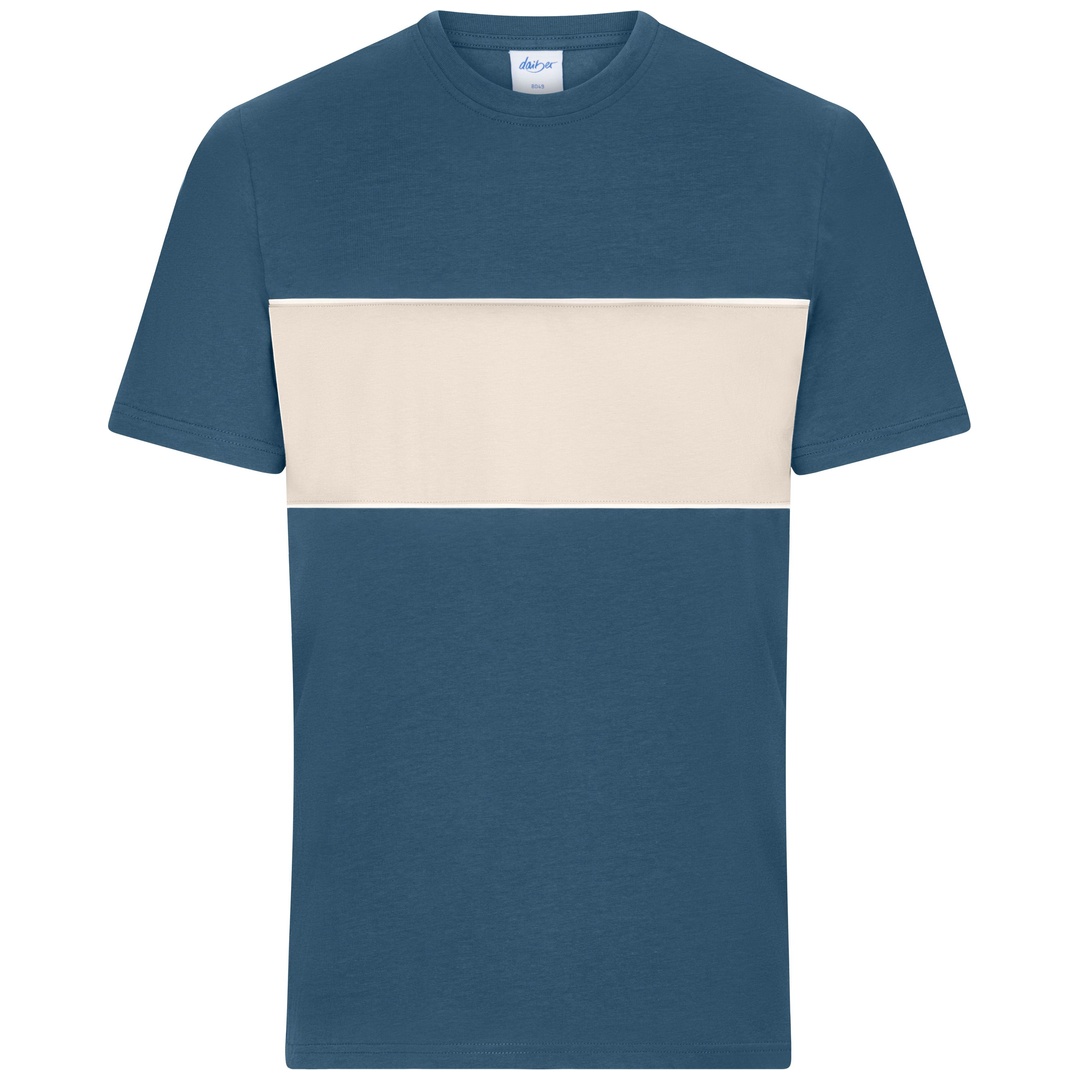 Daiber Unisex T-Shirt mit Kontrasteinsatz 8049 Gr. M dusty-blue/sandstone
