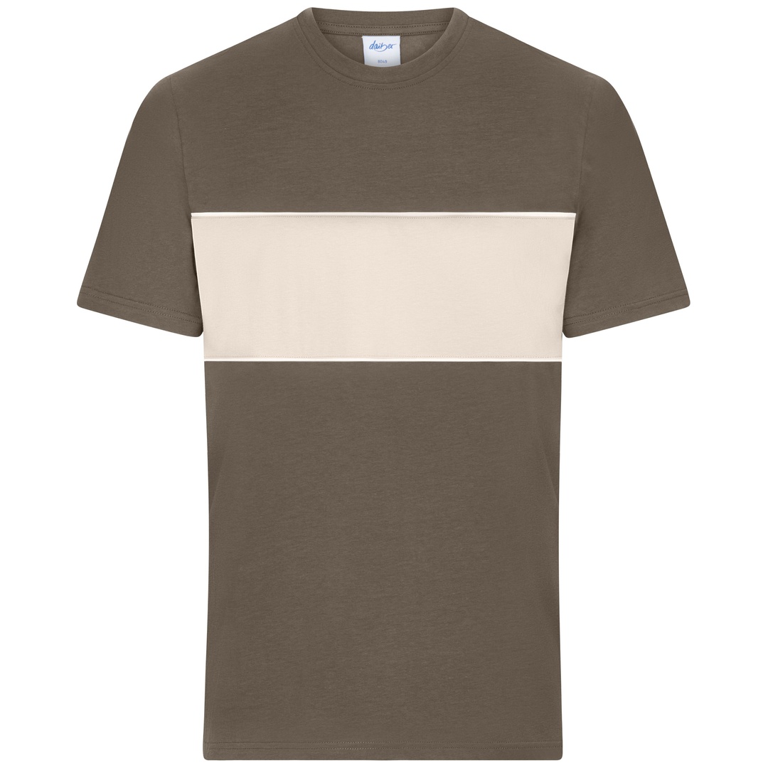 Daiber Unisex T-Shirt mit Kontrasteinsatz 8049 Gr. L muddy-brown/sandstone