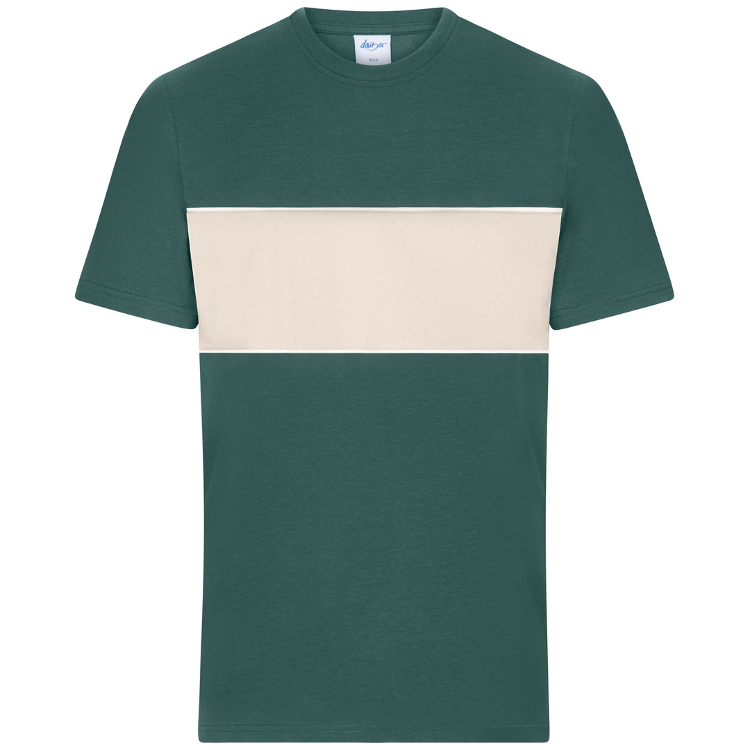 Daiber Unisex T-Shirt mit Kontrasteinsatz 8049 Gr. XS smoky-green/sandstone
