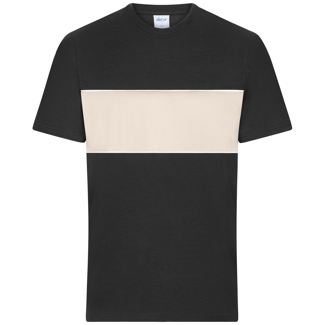 Daiber Unisex T-Shirt mit Kontrasteinsatz 8049 Gr. XL black/sandstone