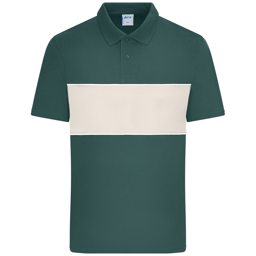 Daiber Unisex Poloshirt mit Kontrasteinsatz 8050 Gr. M smoky-green/sandstone