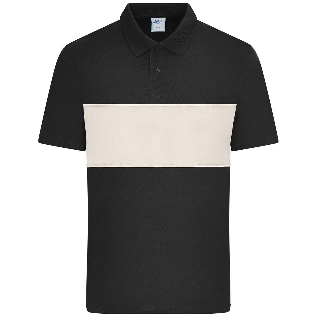 Daiber Unisex Poloshirt mit Kontrasteinsatz 8050 Gr. XL black/sandstone