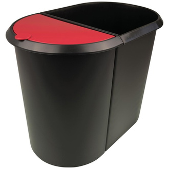 helit Papierkorb Duo-System schwarz/rot