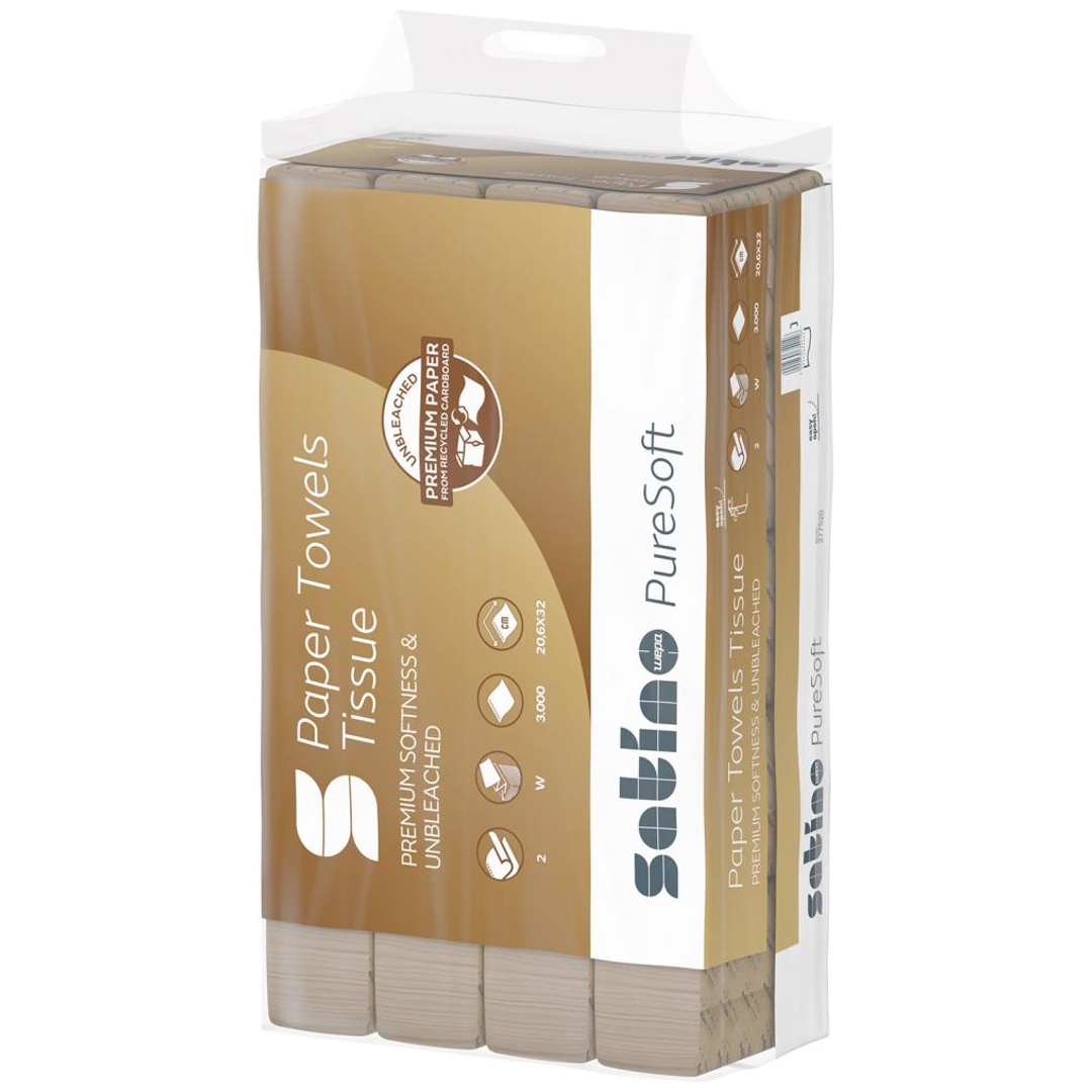 Satino PureSoft Handtuchpapier W-Falz 2-lagig 20,6 x 32 cm