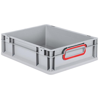 Allit EuroBox 412, 400x300x120 mm, Griffe geschlossen, grau/rot