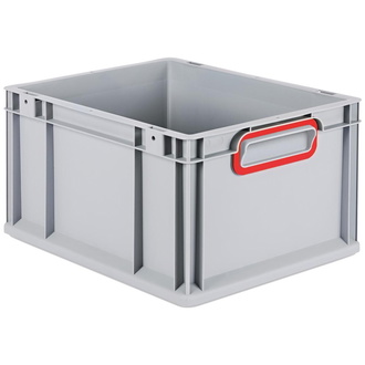 Allit EuroBox 422, 400x300x220 mm, Griffe geschlossen, grau/rot