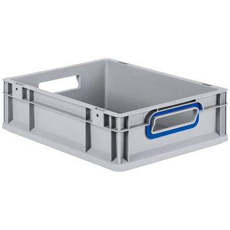 Allit EuroBox 412, 400x300x120 mm, Griffe offen, grau/blau