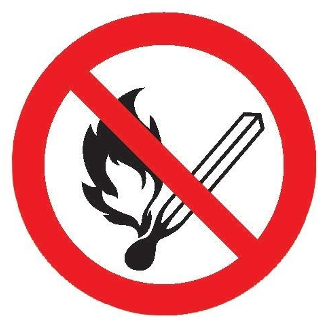 SafetyMarking Verbotsschild Folie selbstklebend, D200 mm Feuer,offenes Licht und Rauchen verboten