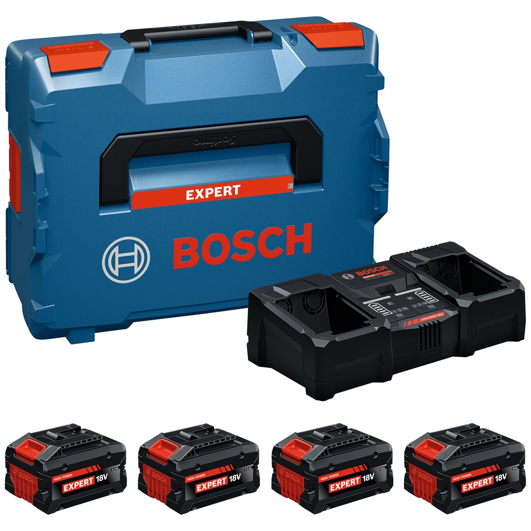 Bosch Professional Bosch Batterie/Ladegerät Set 2x EXBA18V-55 + 2x EXBA18V-80 + EXAL18V2-320, L-BOXX