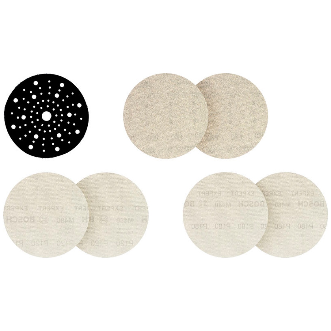 Bosch EXPERT M480 Schleifnetz-Set, 150mm, K80/120/180, 6+1 Set, Starter Pack.