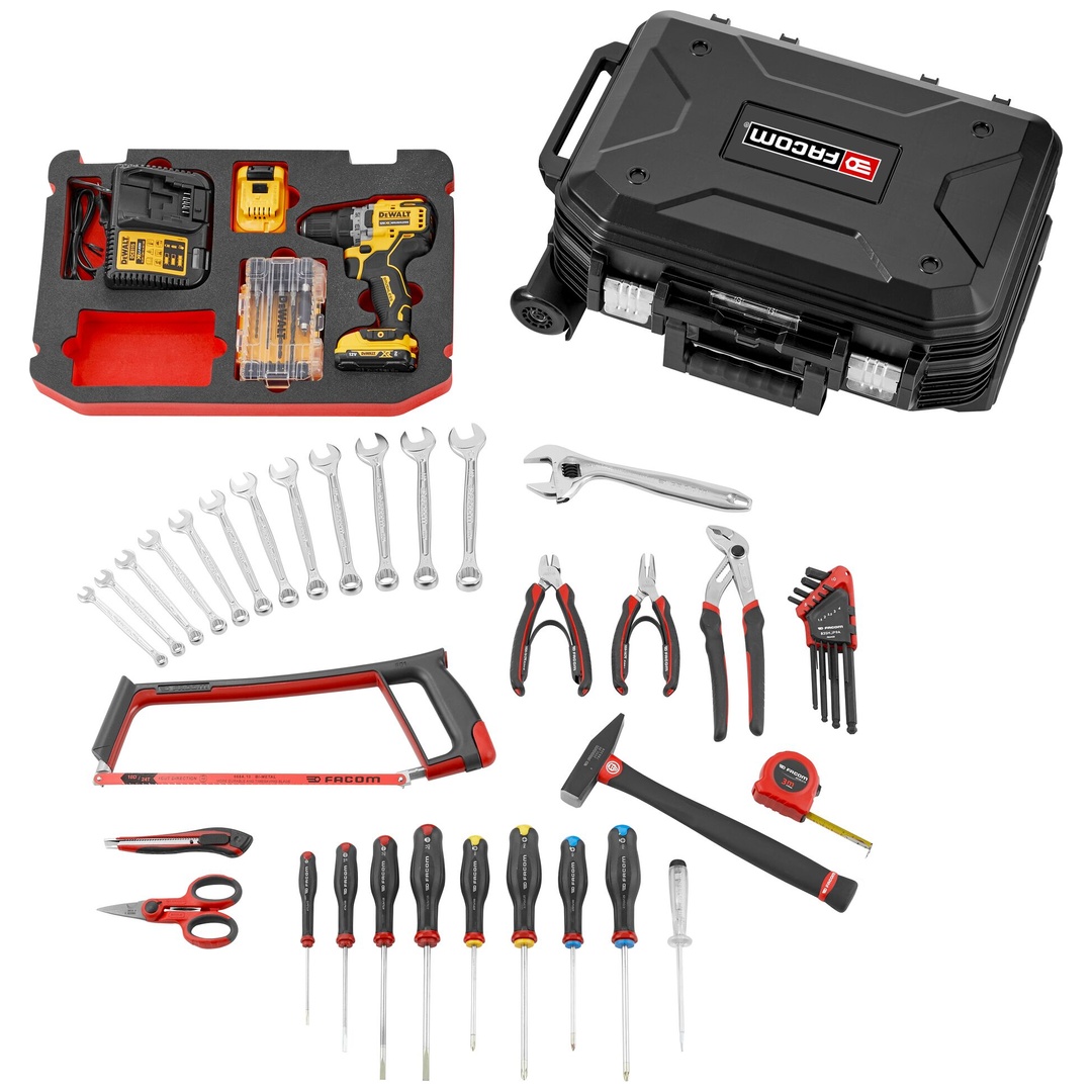 FACOM-DeWalt-Set im Rollkoffer, 68-tlg.