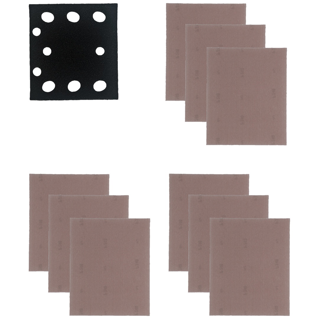 Milwaukee Schleifblätter Netzstruktur Set f.Schwingschleifer 115x107mm, 3xK80, 3xK120, 3xK180, 1xZwischenplatte